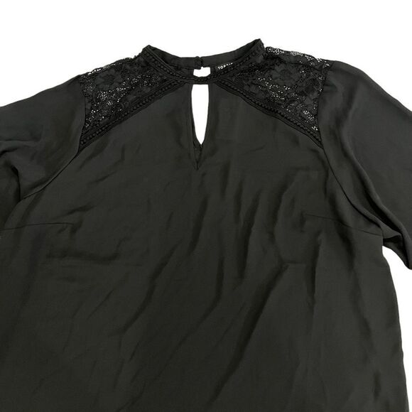 Torrid Chiffon Keyhole Neck Lace Shoulder Bell Sleeves Size 4 Top - Picture 4 of 11